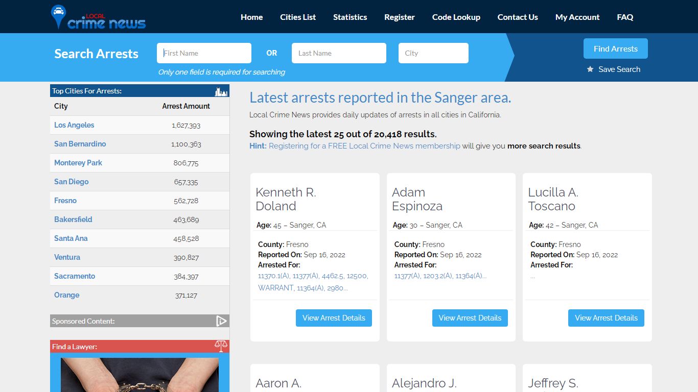 Sanger California Arrest Records | Local Crime News