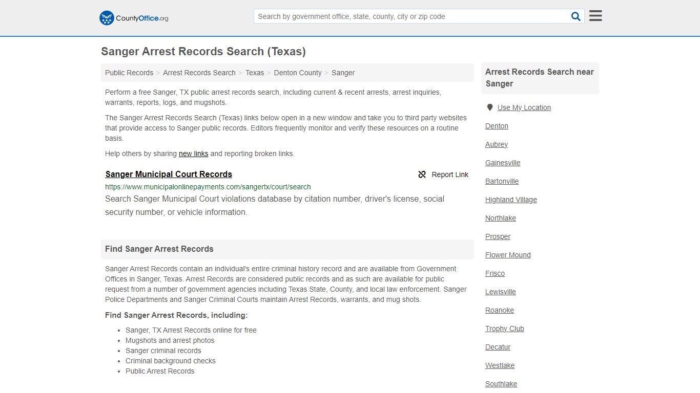 Arrest Records Search - Sanger, TX (Arrests & Mugshots)