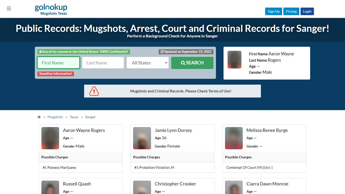 Mugshots Sanger, Arrest Records Sanger - golookup.com